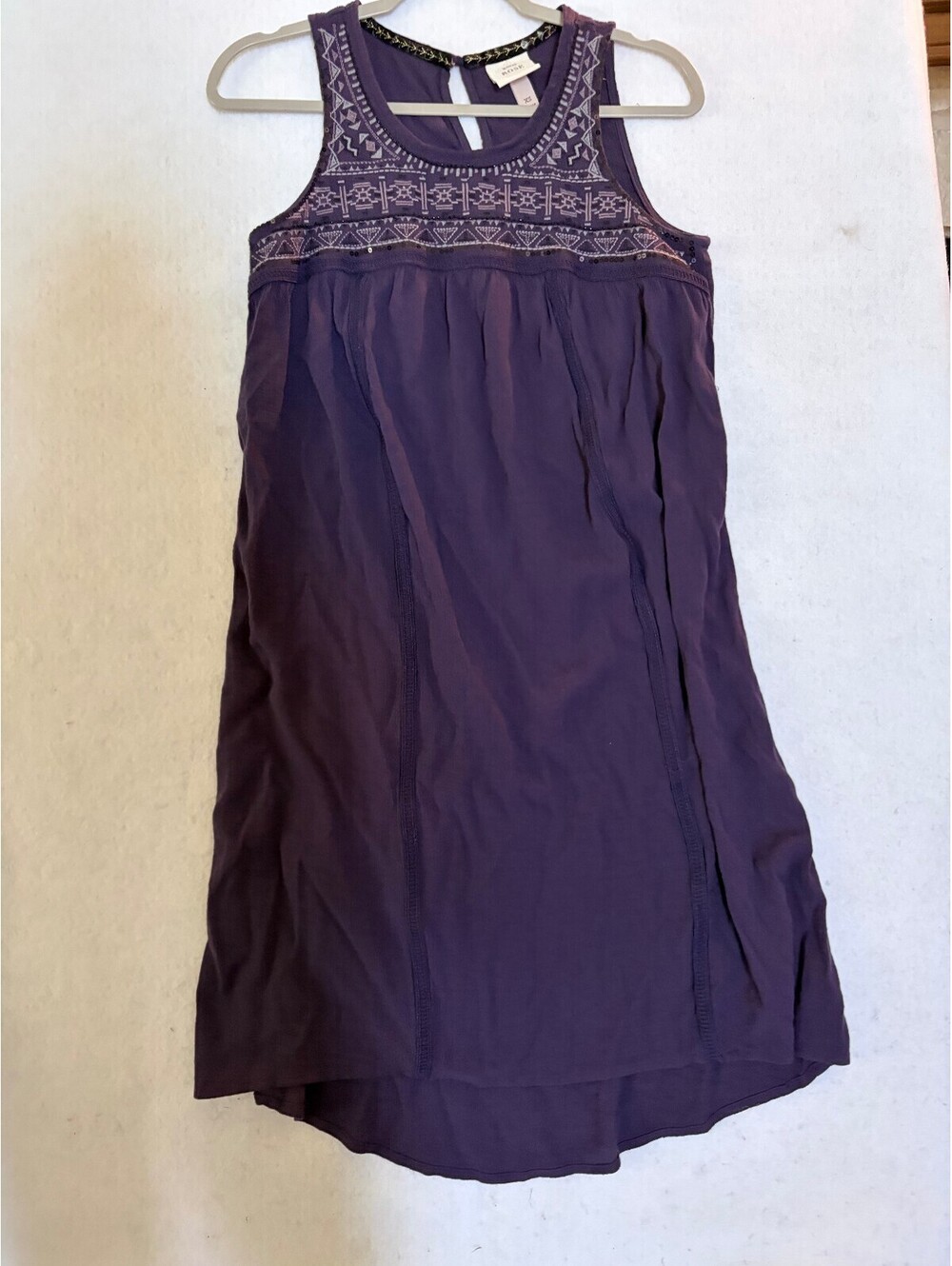 Knox Rose Purple Sleeveless Dress with Embroidered Yoke, Size XS